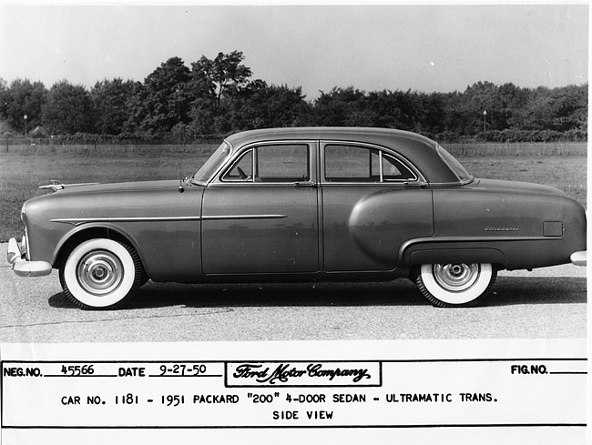 1951 Packard 200 sedan, left side view