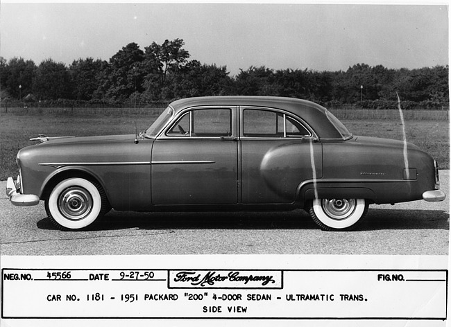 1951 Packard 200 sedan, left side view