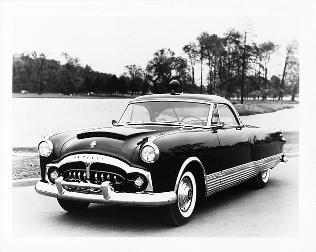 1952 Packard special speedster, three-quarter front view, parked on drive