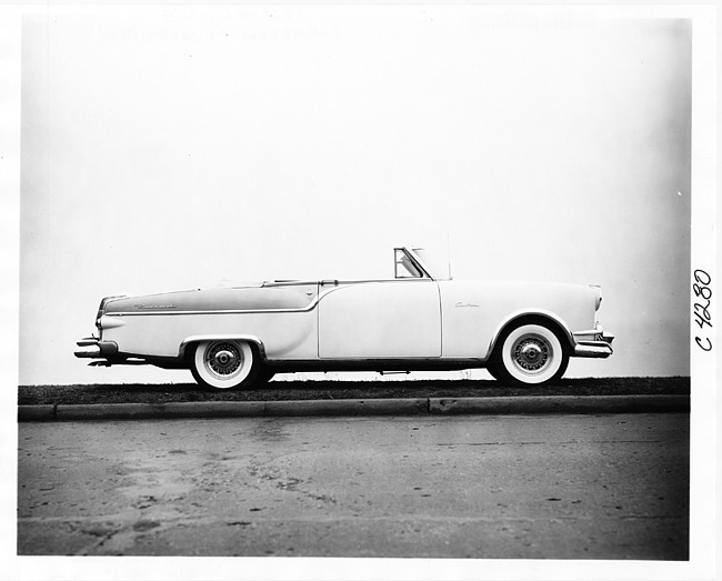 1954 Packard Caribbean convertible, right side view, top folded