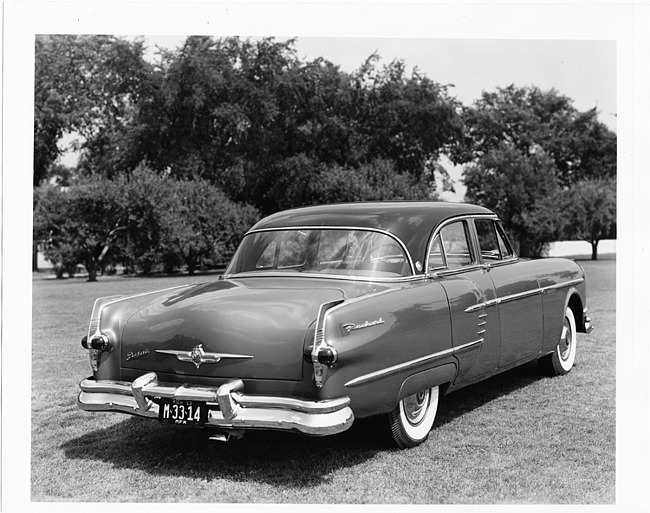 1954 Packard Panther Patrician, three-quarter rear right view, parked on grass