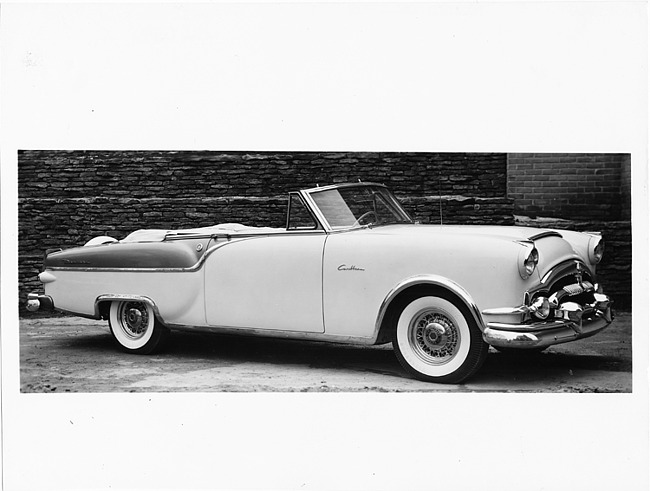 1954 Packard convertible, seven-eights right side view, top folded