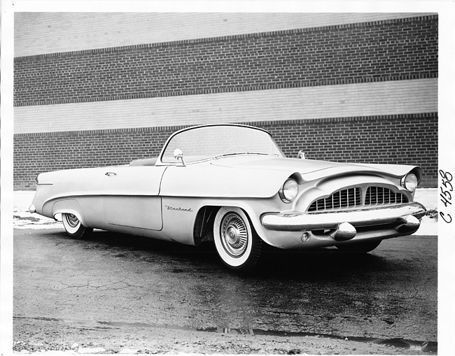 1954 Packard Panther-Daytona, three-quarter front right view, near brick wall