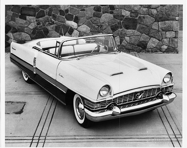 1955 Packard convertible, three-quarter right front view, top folded