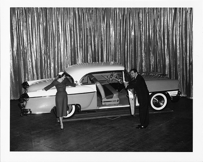 1955 Packard Clipper Constellation with open door on display