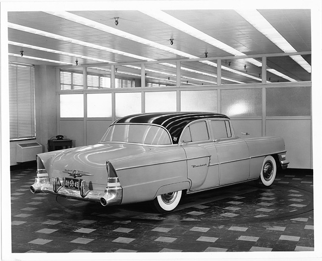 1955 Packard Patrician, three-quarter rear right view, full size clay model