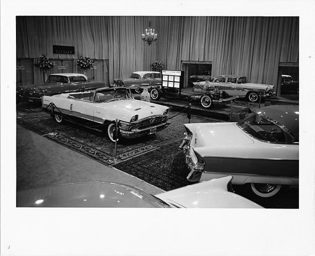 1956 Packard Clippers on display in showroom