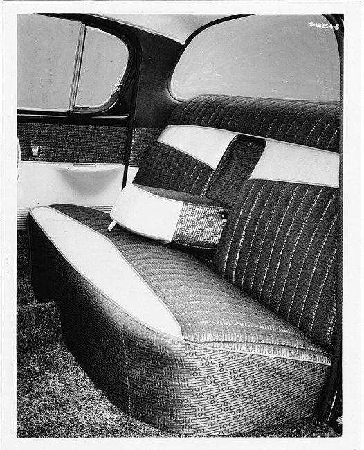 1957 Packard sedan, view of rear interior through rear