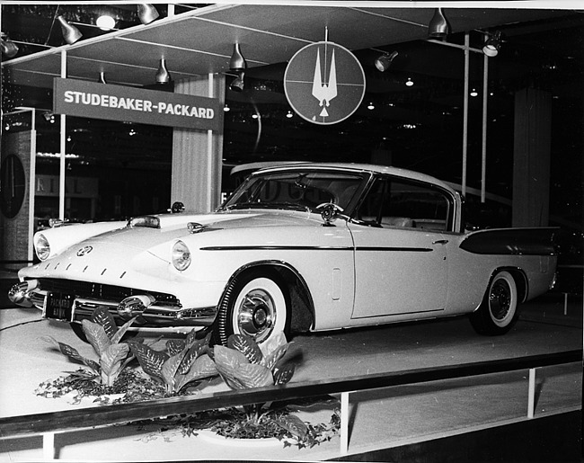 1958 Packard Hawk, three-quarter left side view, on display