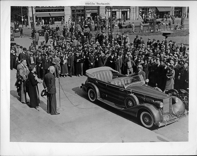 1935 Packard phaeton with aviator Amelia Earhart, in Brooklyn Day opening ceremonies