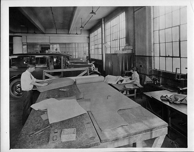 Packard  Motor Car Co. upholstery cutting room, 1927