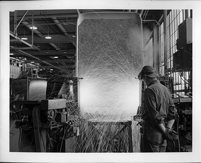 1956 Packard passes through welding machines