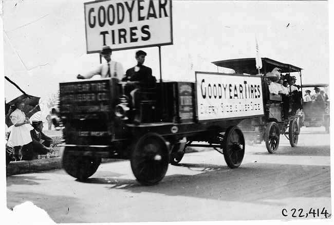 Goodyear Tire truck in 1909 Glidden Tour automobile parade, Detroit, Mich.
