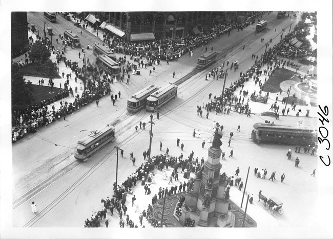 View of Campus Martius, 1909 Glidden Tour, Detroit, Mich.