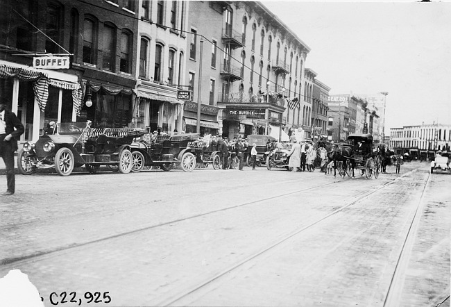 View of street near the hotel, The Burdick,, 1909 Glidden Tour