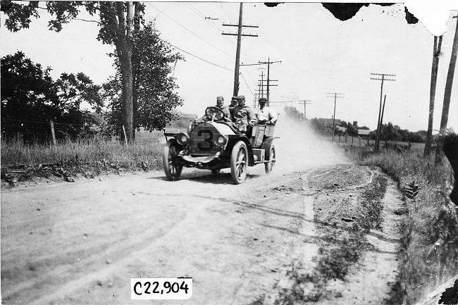 Chalmers car on road to Jackson, Mich. in 1909 Glidden Tour