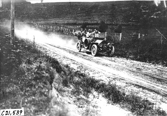 A.G. Batchelder in Thomas car near Union Center, Wis., 1909 Glidden Tour