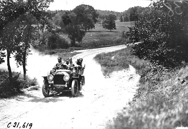 D. McIntosh in Studebaker car on the road to Elroy, Wis., 1909 Glidden Tour
