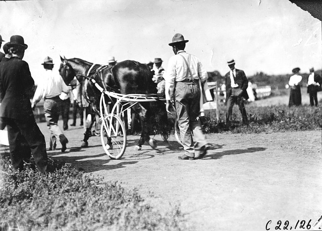 Race horse Dan Patch at race track in Minnesota, at the 1909 Glidden Tour