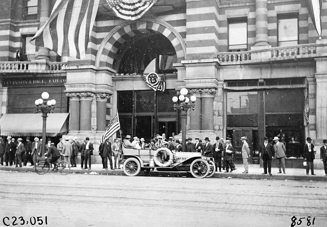 Premier car parked in Northfield, Minn., at the 1909 Glidden Tour