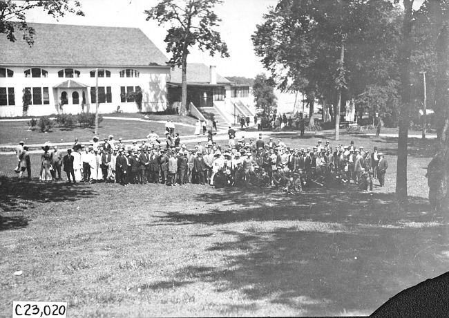 Glidden tourists having their pictures taken in Minn., at the 1909 Glidden Tour