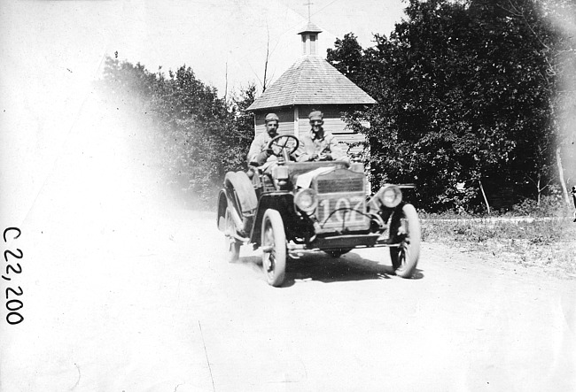 Charles Goldthwaite in Maxwell car at Madison Lake, Minn., at 1909 Glidden Tour