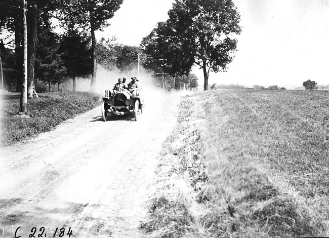 W.S. Gregory in Moline car near Madison Lake, Minn., at 1909 Glidden Tour