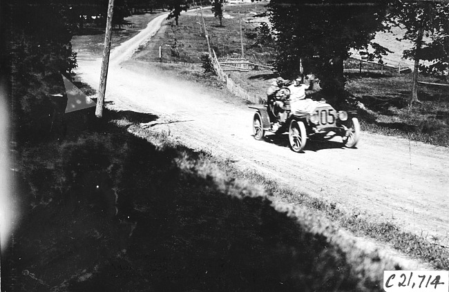 John Machesky in Chalmers car near Madison Lake, Minn., at 1909 Glidden Tour