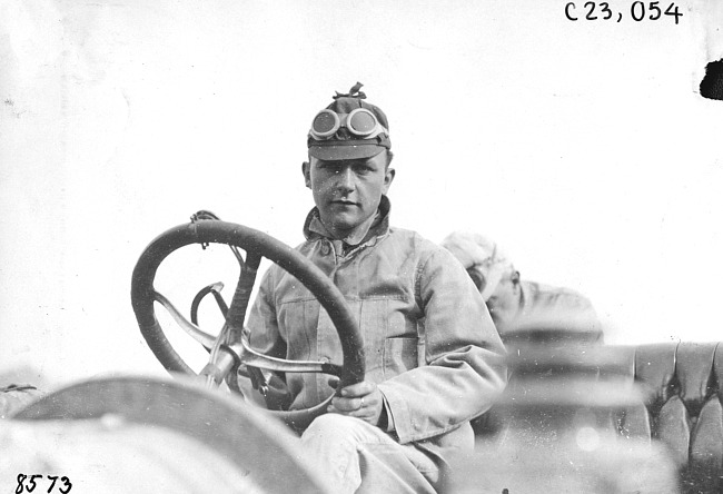 Glidden Tour driver close-up, at 1909 Glidden Tour