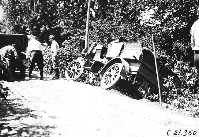 Rapid truck in ditch near Algona, Iowa, at the 1909 Glidden Tour