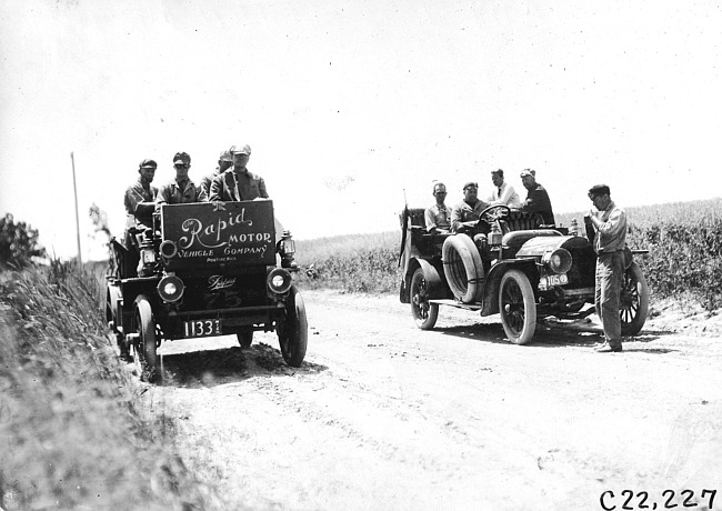 Studebaker press car and Rapid truck in the 1909 Glidden Tour