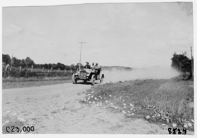 Car #112 on rural road to Council Bluffs, Iowa at 1909 Glidden Tour