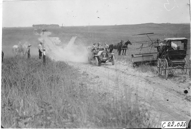 Jewel car passing through quicksand near Sutherland, Neb., at the 1909 Glidden Tour