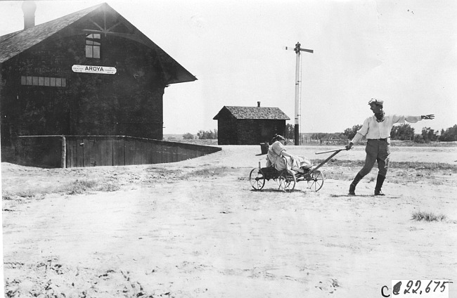 Sullivan of Buffalo News in Aroya, Colo., at the 1909 Glidden Tour