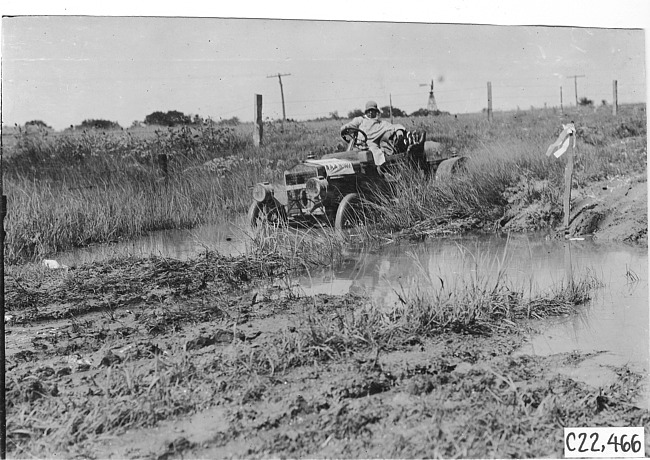 Maxwell car stuck in ditch near Aurora, Colo., at 1909 Glidden Tour