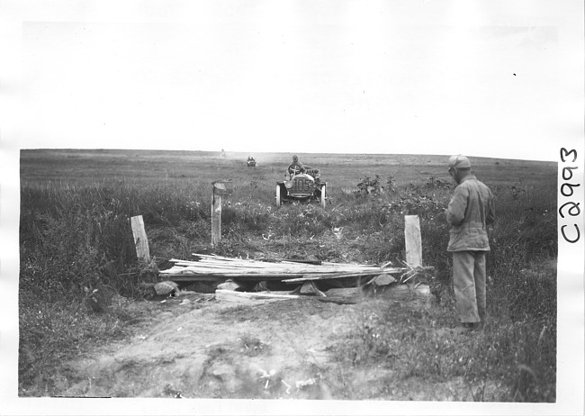 John Machesky in Chalmers car #105 on the Colorado prairie, at the 1909 Glidden Tour