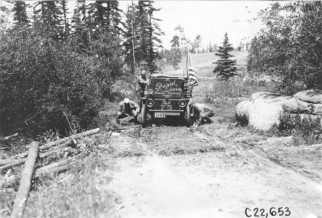 Rapid motor truck on mountain road in Colo., at 1909 Glidden Tour