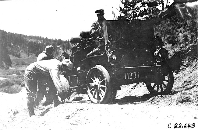 Rapid motor truck on mountain road in Colo., at 1909 Glidden Tour