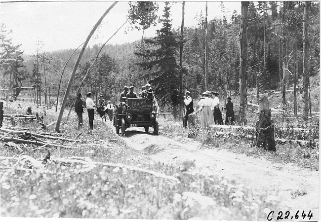 Rapid motor truck on mountain road in Colo., at 1909 Glidden Tour