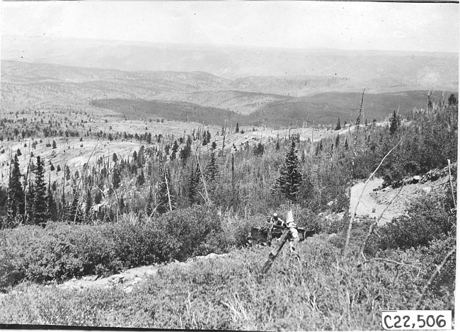 Rapid motor truck on mountain road in Colo., at 1909 Glidden Tour