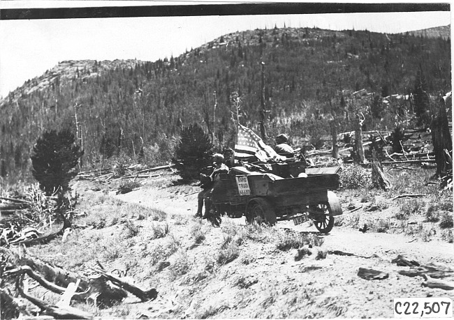 Rapid motor truck on mountain road in Colo., at 1909 Glidden Tour