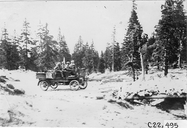 Rapid motor truck looking for a good road in Colo., at 1909 Glidden Tour