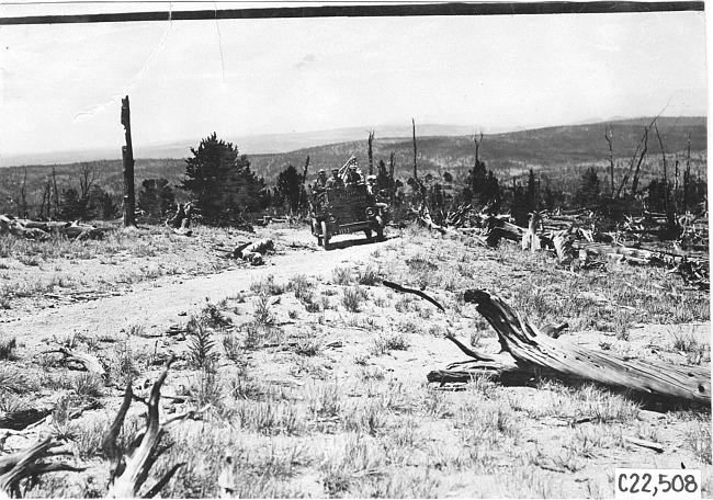 Rapid motor truck on mountain road in Colo., at 1909 Glidden Tour