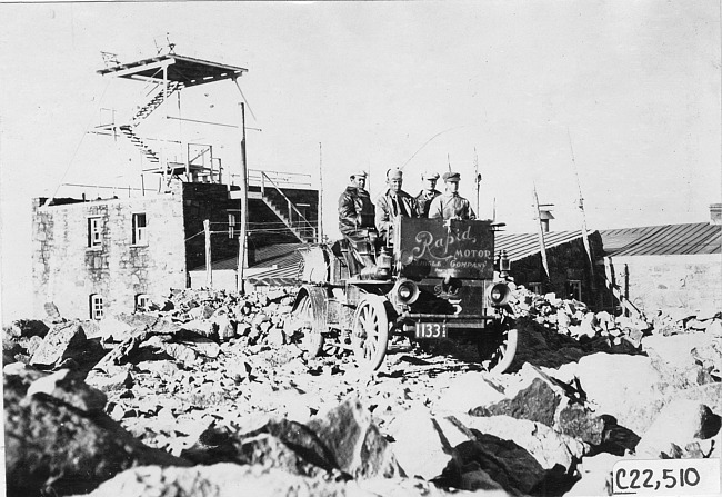 Rapid motor truck at the top of a mountain in Colo., at 1909 Glidden Tour