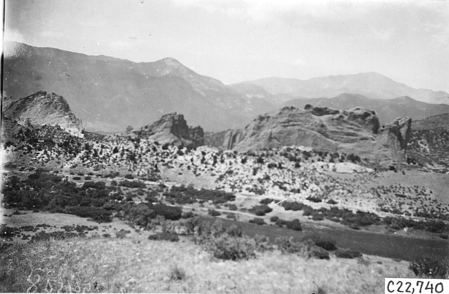 View of mountains in Colo., at 1909 Glidden Tour