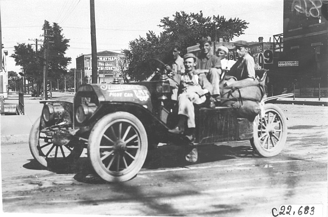 E.M.F pilot car parked on city street in Colorado Springs, Colo., at 1909 Glidden Tour