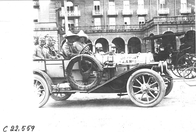 Chalmers car in front of Antlers Hotel in Colorado Springs, Colo., at 1909 Glidden Tour