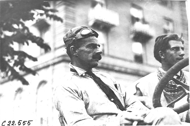 Driver and passenger in Colorado Springs, Colo., at the 1909 Glidden Tour