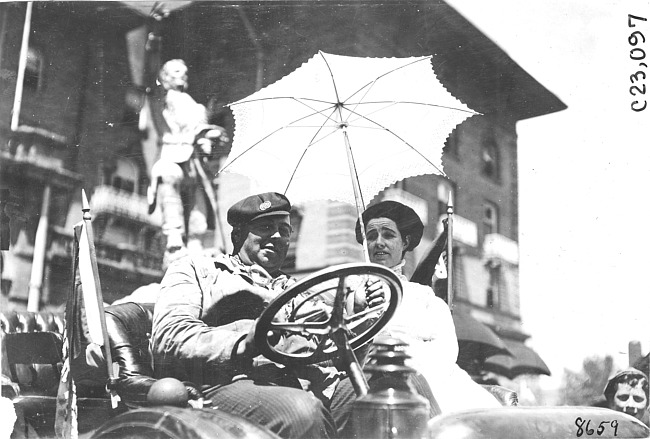 George Smithson in Studebaker car in Colorado Springs, Colo., at the 1909 Glidden Tour