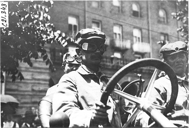 J.C. Moore close-up, in Colorado Springs, Colo., at the 1909 Glidden Tour